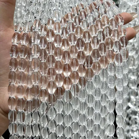 Natuurlijke Brazilië Witte Kristal Rijst Kralen Olijf Vorm Bergkristal Onregelmatige Losse Steen Halfafgewerkte Accessoire Voor DIY Sieraden