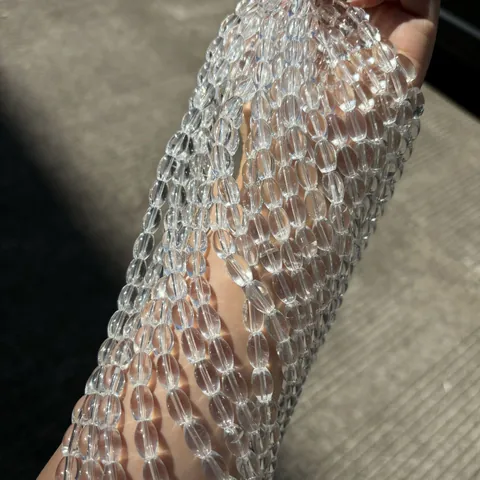 Natuurlijke Brazilië Witte Kristal Rijst Kralen Olijf Vorm Bergkristal Onregelmatige Losse Steen Halfafgewerkte Accessoire Voor DIY Sieraden