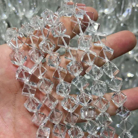Natuurlijk Braziliaans Bergkristal Losse Kralen Vierkante Diagonale Suikerklontje Kristallen Kralen Voor DIY Sieraden Maken Accessoires