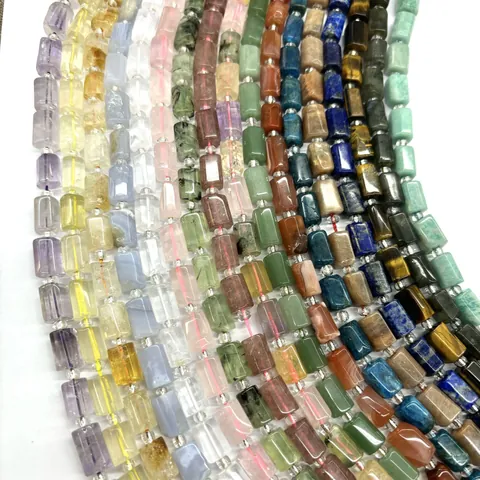 Pietra Naturale Sfaccettata Cilindro Perline Sciolte Cristallo Perline Semilavorate per Fai da Te Bracciale Collana Creazione di Gioielli Artigianato