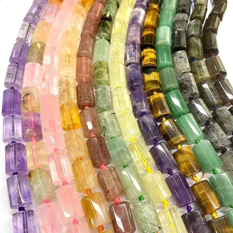 Perline Sciolte Cilindriche Sfaccettate in Cristallo Naturale Materiale per Creazione Gioielli Fai-da-te per Collana Bracciale Accessorio Artigianale