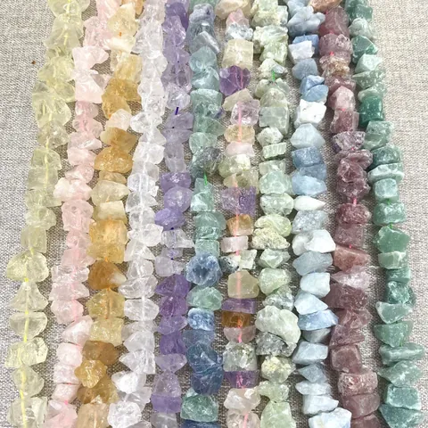 Perline di Pietra Grezza di Cristallo Naturale Irregolari Battute a Mano Forate Centralmente Perline Sfuse Per Produzione Braccialetti Collane DIY