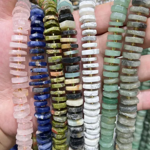 Perline Abaco Sfaccettate in Pietra Naturale Perline Distanziatrici in Pietra Preziosa Per Creazione Gioielli Fai Da Te Bracciale Collana Artigianato