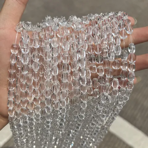 Natuurlijke Braziliaanse Wit Kristal Gefacetteerde Rijst Kralen Olijfvormige Losse Kralen Voor DIY Sieraden Maken Halfafgewerkte Strengen