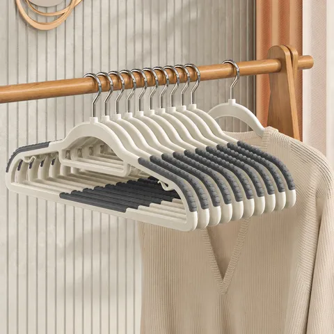 Non-marking Anti-slip Plastic Hangers For Clothes Wardrobe Organization Reinforced Dual Hook Design With Rubber Strips Durable Hangers