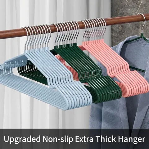 Non-Slip PVC Coated Stainless Steel Clothing Hanger Thickened Heavy Duty Seamless Hangers For Adult Child Closet Organizer