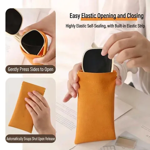 Portable Automatic Closure Glasses Pouch Soft Microfiber Leather Sunglasses Bag Protective Storage Sleeve For Men Women