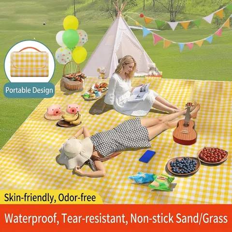 Extra Large Waterproof Picnic Blanket Foldable Sandproof Beach Mat For Outdoor Camping Hiking Family Travel Plaid Picnic Mat