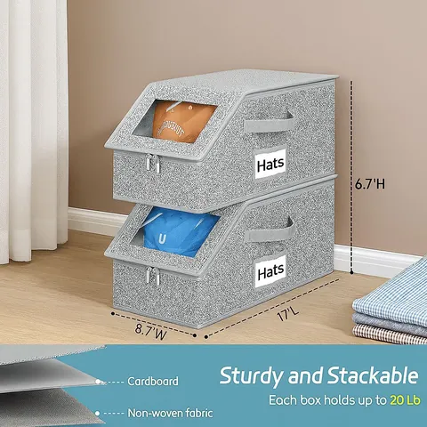 Caja de Almacenamiento Plegable para Gorras de Béisbol Con Ventana Transparente y Asa Tela No Tejida Organizador de Sombreros Apilable