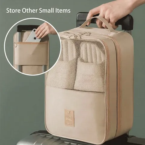 Three Layer Travel Shoe Bag Twill Fabric Waterproof Shoe Storage Bag For Luggage Portable Dustproof Shoe Case Organizer