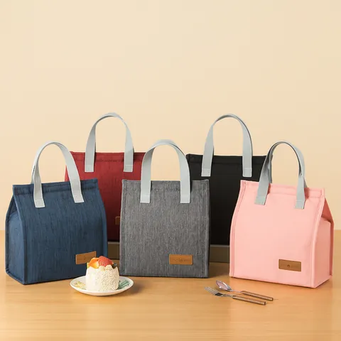 Insulated Lunch Bag Cationic Oxford Cloth Thickened Aluminum Foil Thermal Cooler Tote For Office School Picnic Portable Food Bag