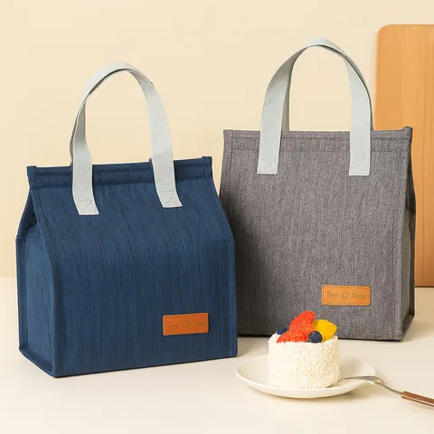 Insulated Lunch Bag Cationic Oxford Cloth Thickened Aluminum Foil Thermal Cooler Tote For Office School Picnic Portable Food Bag