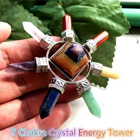 Sieben Chakra Kristall Energie Pyramide Stein Ornament Natur Amethyst Stern Geometrisch Heilstein Home Office Dekoration