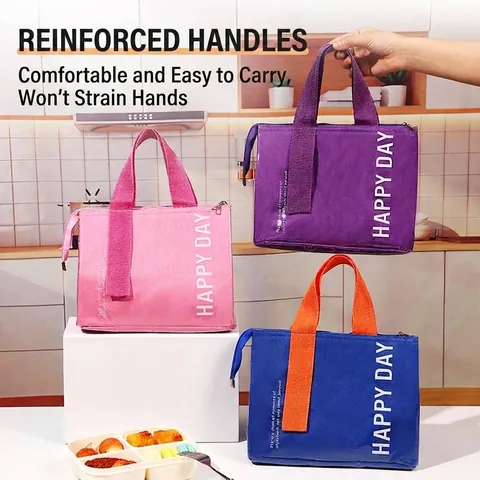Insulated Lunch Bag Large Capacity Thermal Bento Bag With Thickened Aluminum Foil Layer Oxford Cloth Handbag For Office School