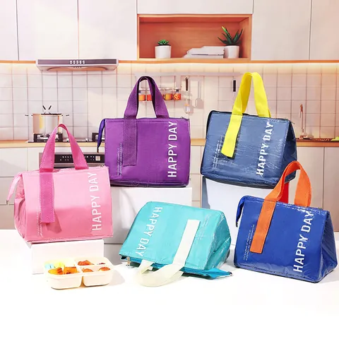 Insulated Lunch Bag Large Capacity Thermal Bento Bag With Thickened Aluminum Foil Layer Oxford Cloth Handbag For Office School