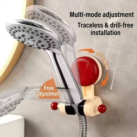 Adjustable Shower Head Holder Punch Free Vacuum Suction Cup Shower Bracket Wall Mounted Handheld Shower Stand