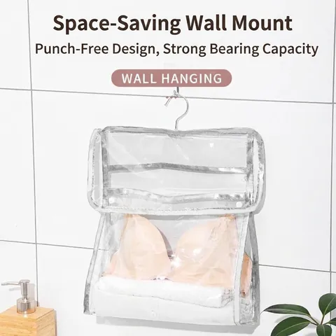 Borsa Portaoggetti Impermeabile da Appendere in Bagno Organizer da Parete in PVC Trasparente per Vestiti Asciugamani Tasche Chiare