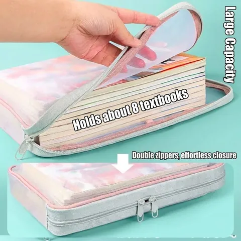 A4 Large Capacity Mesh Subject File Bag 3 Layer L Shaped Opening Document Organizer For Student Test Paper Storage Pouch