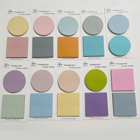 Foglietti Adesivi in PET Trasparenti Multicolore Tondo Quadrato Blocchi Note Chiari Linguette Indice Impermeabili per Journaling Scuola Ufficio