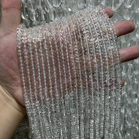 Brasil Natural Cuarzo Transparente Cuarzo Ahumado Forma Ábaco Cuentas Sueltas Cuentas Separadoras Para Fabricación Joyas DIY Collares Accesorios