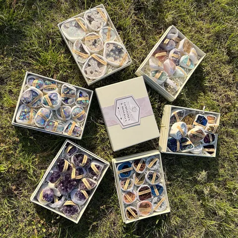 Coffret Cadeau Spécimen Minéral Pierre Brute Améthyste Naturelle Agate Géode Pour Décoration Bureau Maison Pierre d'Énergie