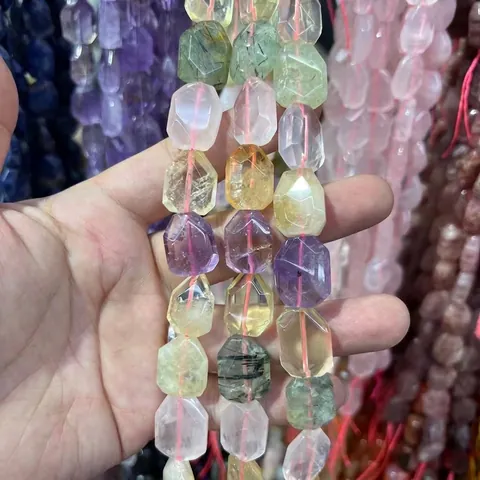 Natural Stone Irregular Faceted Loose Beads Amethyst Citrine Quartz Amazonite DIY Jewelry Making Accessories Strand