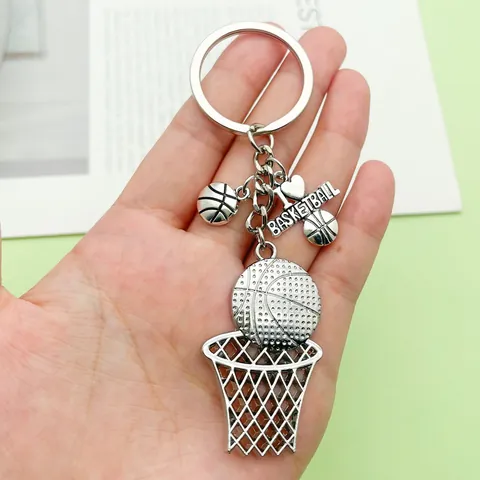 Hip-Hop Sports Alloy Keychain Basketball Hoop Soccer Baseball Volleyball Rugby Pendant Keychain For Sports Fans Creative Bag Ornaments Gift