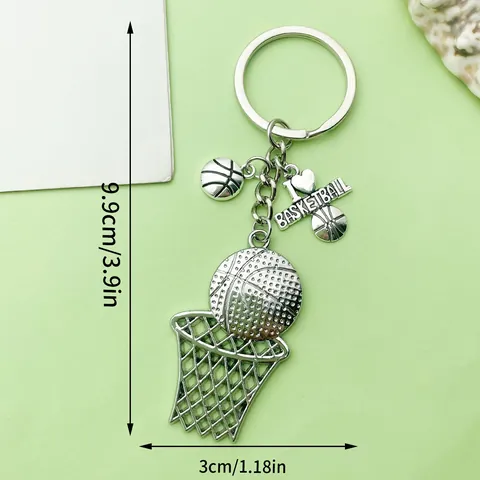 Hip-Hop Sports Alloy Keychain Basketball Hoop Soccer Baseball Volleyball Rugby Pendant Keychain For Sports Fans Creative Bag Ornaments Gift