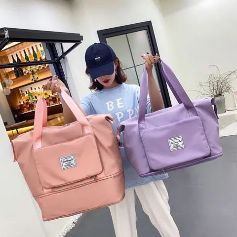 Bolsa de Viaje Plegable de Gran Capacidad Tela Oxford Ligera Bolsa de Deporte con Separación Seco Húmedo para Gimnasio Deporte Fin de Semana Equipaje