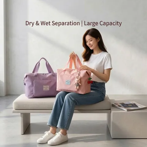 Bolsa de Viaje Plegable de Gran Capacidad Tela Oxford Ligera Bolsa de Deporte con Separación Seco Húmedo para Gimnasio Deporte Fin de Semana Equipaje