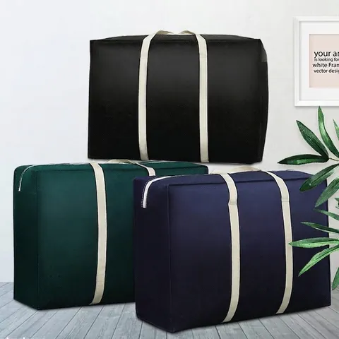Large Capacity Thickened Moving Bag Canvas Luggage Bag Waterproof Reinforced Handle Clothes Quilt Moisture Proof Storage Bag