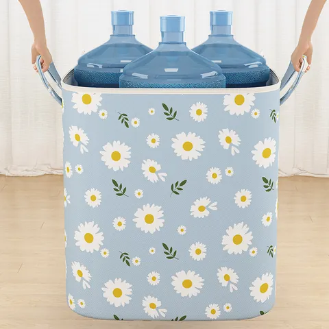 Large Capacity Daisy Pattern Quilt Storage Bag Waterproof Non-woven Fabric Clothing Organizer Moving Bag For Bedding Seasonal Clothes Household Container