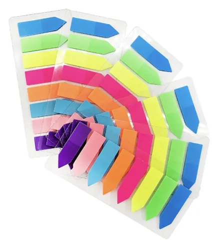 8 Colors PET Translucent Index Tabs Fluorescent Sticky Notes Page Markers Flat Head Arrow Indicator Labels For Office School Stationery