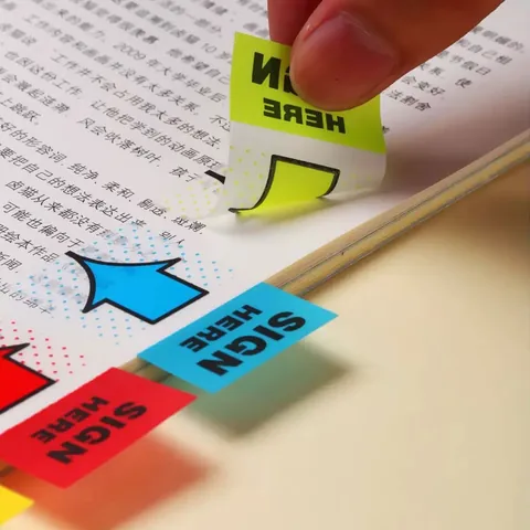 SIGN HERE Arrow Index Sticky Notes Multicolored Transparent PET Page Markers For Office Document Sorting Label Stickers