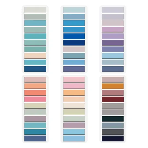 1200 Sheets 60 Colors Transparent Index Tabs Waterproof PET Sticky Notes Morandi Page Markers For Reading Office Supplies