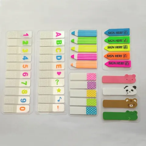 Autocollants d'Index en PET Transparent Style Dessin Animé Coréen Imperméables Onglets de Signature Flèche Pour Bureau École
