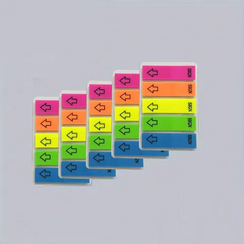 Notes Adhésives Fluorescentes en PET Multicolore Marque-Pages Flèche Sign Here Onglets d'Index Translucides Bureau Étudiant Signets