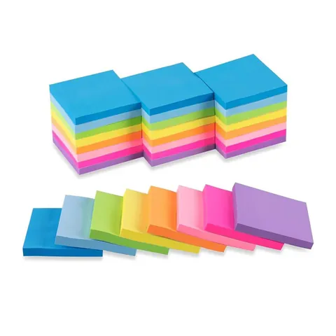 Set Post-it Multicolore 8 Colori 3x3 Pollici Righe Bianchi Quadrati Fluorescenti Blocchi Note Autoadesivi per Ufficio Scuola Studenti Carta