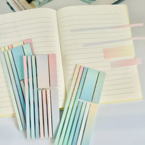 Gradient Color PET Transparent Index Tabs Sticky Notes For Students Reading Markers Page Flags School Office Supplies Stationery Set