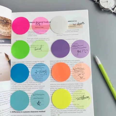 Transparent Sticky Notes 8 Colors Morandi Fluorescent Waterproof PET Index Tabs Round Heart Square Office School Labels