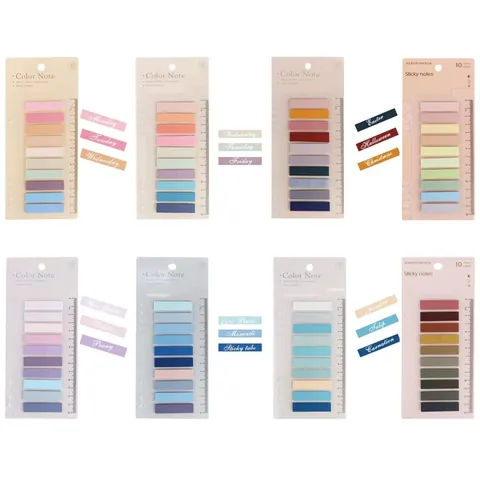 Transparent PET Index Stickers Multicolor High Capacity Page Markers With Ruler Design For Student Office Note Marking