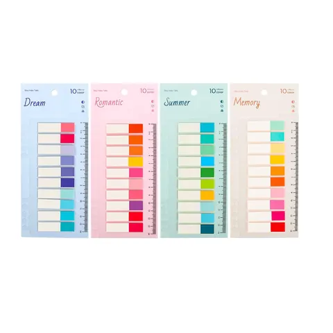 Transparent Sticky Index Tabs Multicolor PET Waterproof Page Markers With Ruler Base For Student Reading Bookmarks Office School Supplies