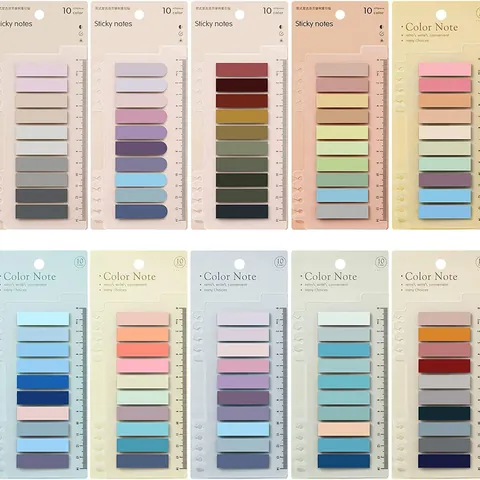 Morandi Color PET Transparent Sticky Notes Integrated Ruler Loose-Leaf Index Tabs For Students School Office Supplies