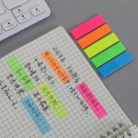 PET Translucent Sticky Notes Waterproof Multi Color Fluorescent Index Tabs Page Markers For School Office Reading Supplies