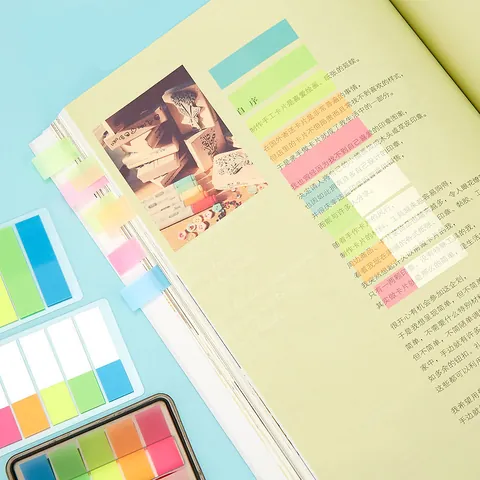 PET Translucent Sticky Notes Waterproof Multi Color Fluorescent Index Tabs Page Markers For School Office Reading Supplies