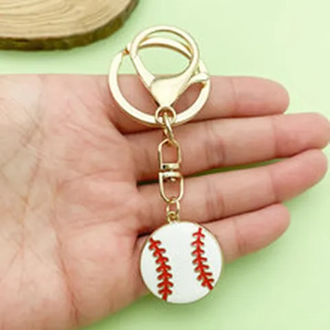 Creative Sports Theme Metal Keychain Charm Baseball Soccer Basketball Football Helmet Pendant Bag Accessories Gift