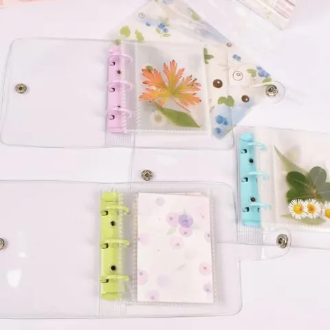 Mini 3-Hole Transparent PVC Loose-leaf Notebook Cover Portable Binder Shell For Card Collection DIY Scrapbook Daily Planner Stationery