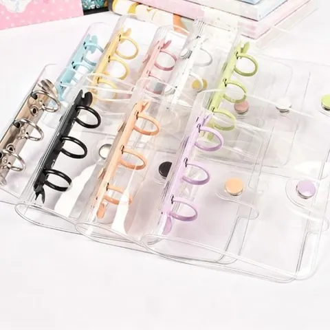 Mini 3-Hole Transparent PVC Loose-leaf Notebook Cover Portable Binder Shell For Card Collection DIY Scrapbook Daily Planner Stationery