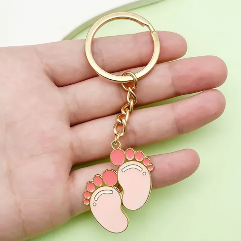 Cute Alloy Drip Oil Baby Theme Keychain Milk Bottle Footprint Baby Clothes Charm For Bag Car Hanging Accessory Gift