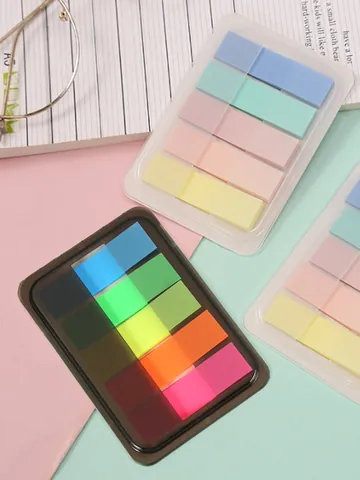 Translucent PET Index Tabs Sticky Notes Morandi Fluorescent Color Page Markers Pull-out Box For Planner Office Stationery